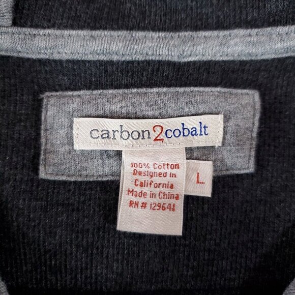 Carbon 2 Cobalt Mens Size Large Gray Thermal Henley Hoodie Sweatshirt Cotton - Picture 6 of 10